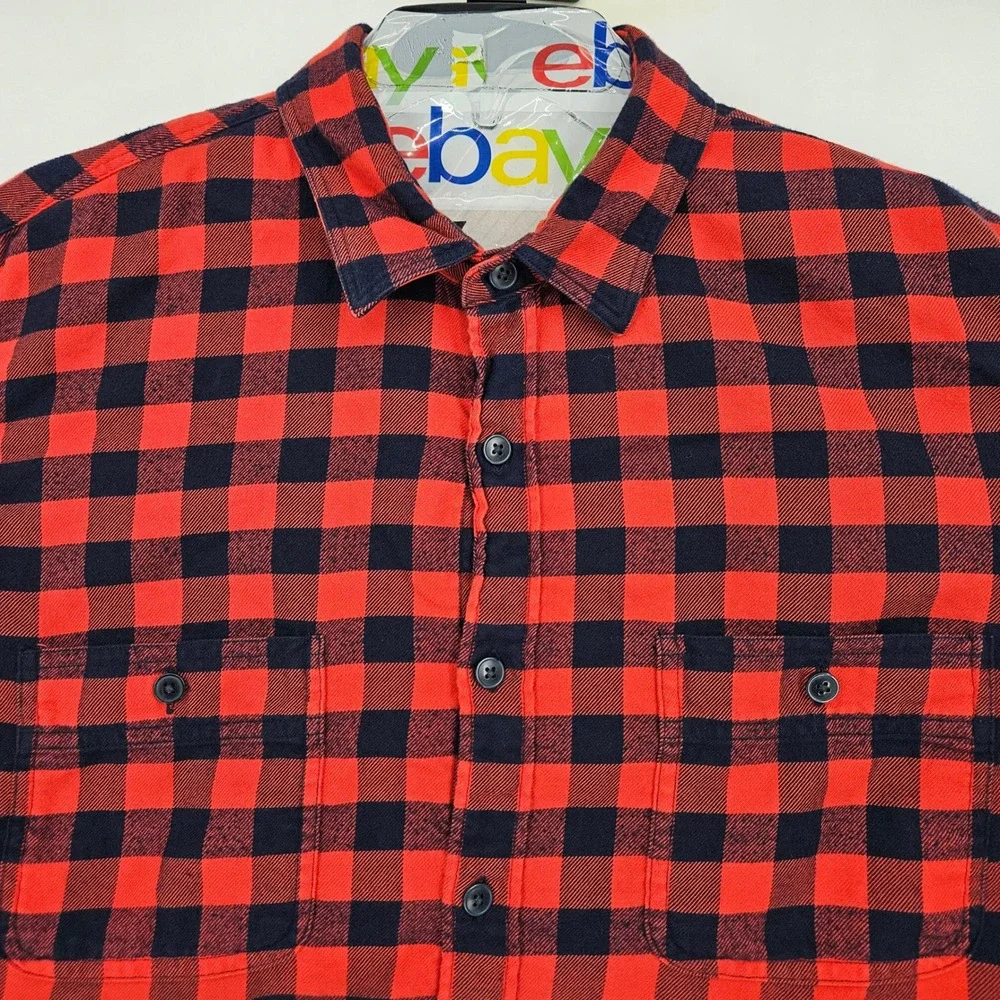J Crew Shirt Mens XL Red Black Flannel Check Long Sleeve Button Up‎ Casual